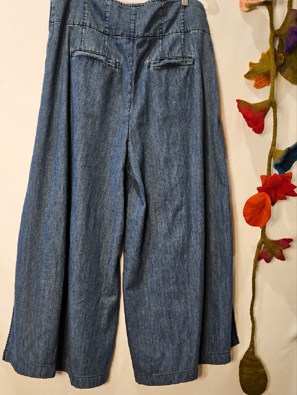 Free People Wide-Leg Soft Chambray Jeans - Dark Blue 0103 - Picture 2 of 16